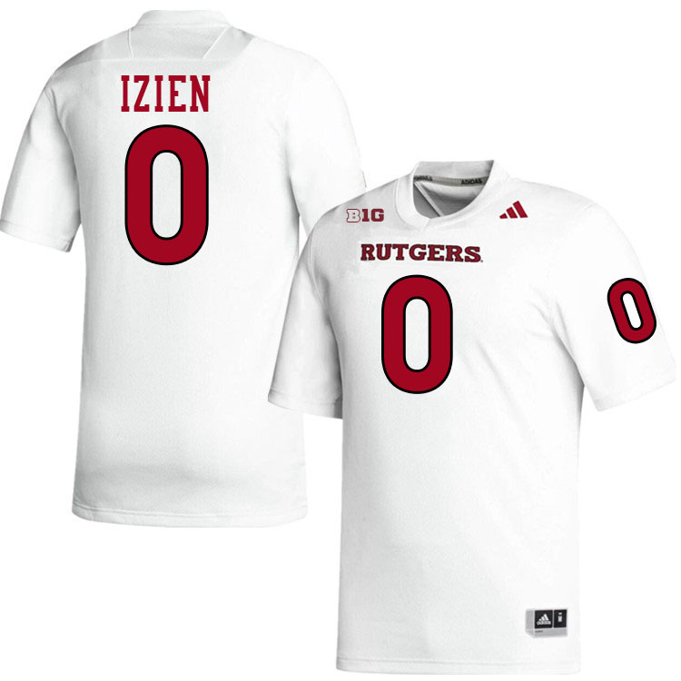 Rutgers Scarlet Knights #0 Christian Izien College Football Jerseys,Uniforms-White